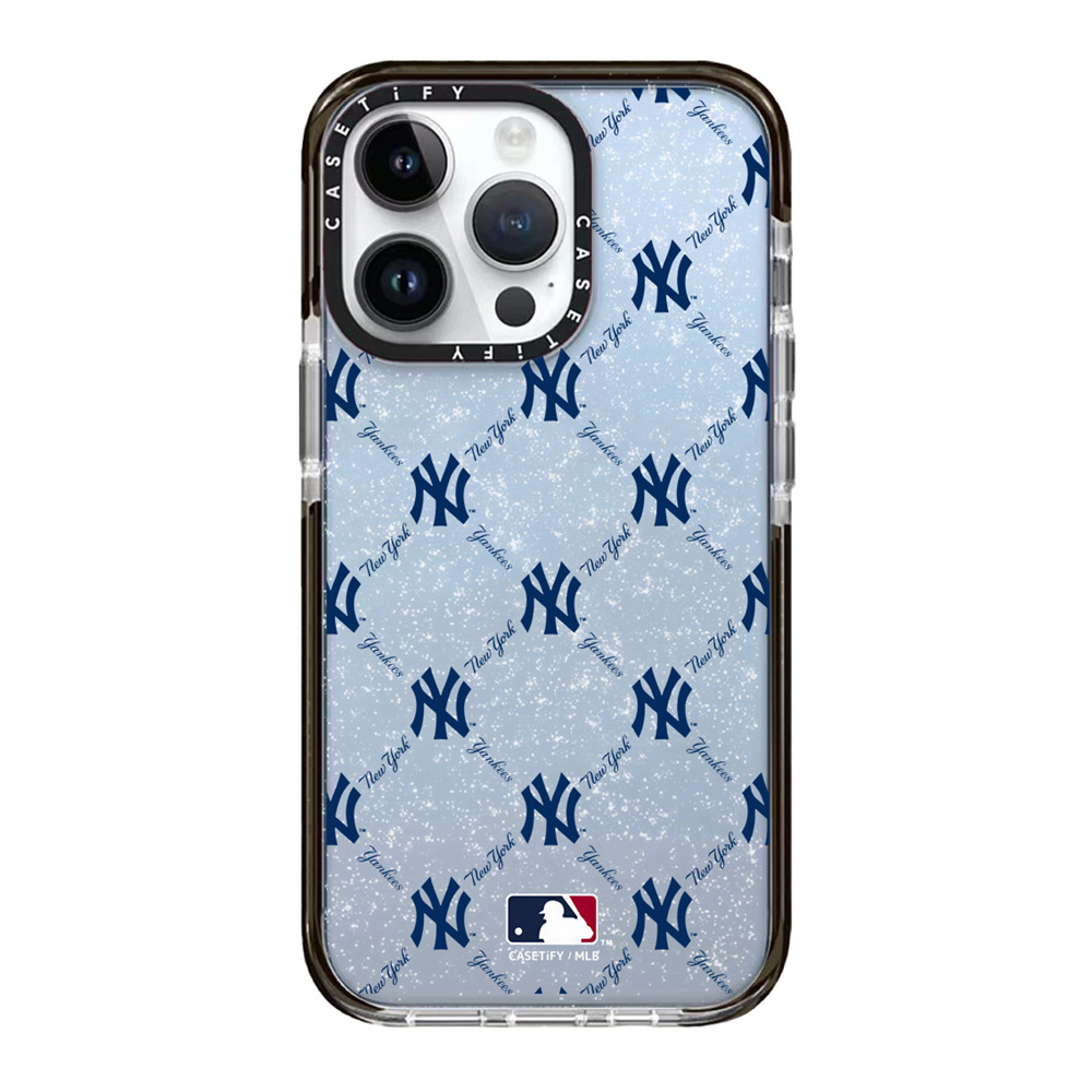 New York MLB lấp lánh trong suốt trường hợp đối với iPhone 15 14 13 12 11 Pro Max đầy đủ của Bling trường hợp Bảo vệ TPU mềm trường hợp rõ ràng cho cô gái Bìa