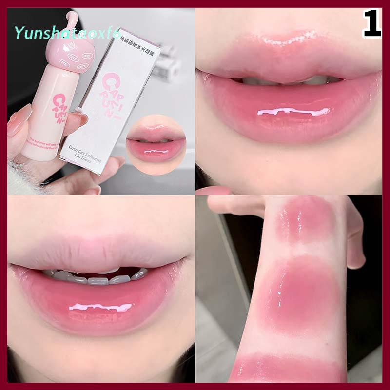 yunshataoxf Cappuvini dễ thương mèo Son bóng dưỡng ẩm mịn màng và lâu dài môi Men 4 màu dễ dàng để áp dụng môi vết bẩn cho người mới bắt đầu - 5