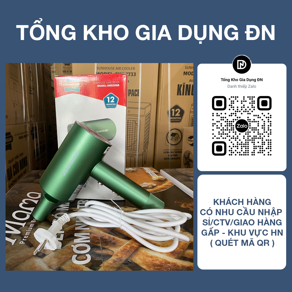 Máy sấy tóc sunhouse shd2315b - bảo hành 12 tháng