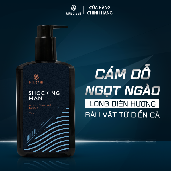 Sữa tắm nước hoa Nam 3 tầng hương làm sạch bụi bẩn tẩy bay dầu nhờn Bergami Shocking Man 330ml giá rẻ