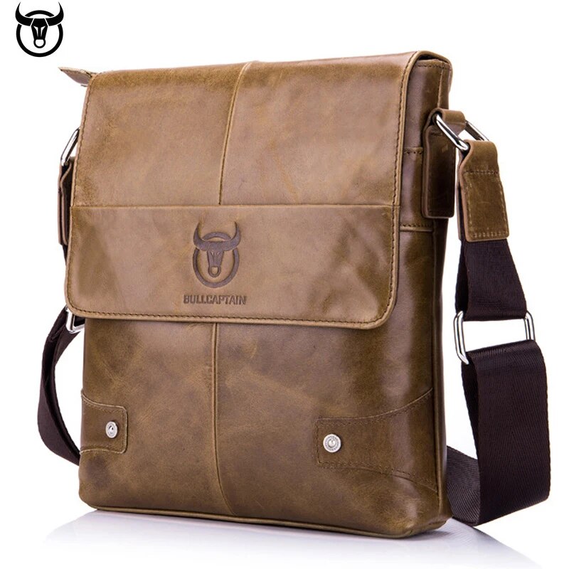 ZZOOI 100% Genuine Leather BULLCAPTAIN Men's Messenger bag vintage cow leather shoulder bag for male fashion crossbody bag Handbags ราคา 1,333 บาท*ส่งฟรี