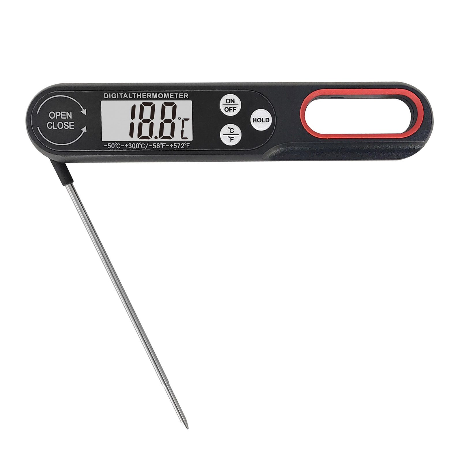 Đầu dò gấp gọn Nhiệt kế phản ứng nhanh Nhiệt kế có thể gập lại dài probe Nhiệt kế thịt kỹ thuật số cho nhà bếp nướng BBQ nhanh chóng chính xác nhiệt độ nấu hiển thị