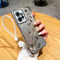 Callfire Four Corner anti Fall Phone Case for Xiaomi Redmi Note 12 4G 5G Note 12 Pro 5G Poco X5 5G Casing Flower Vine Pattern With Woven Hanging Rope Soft Case