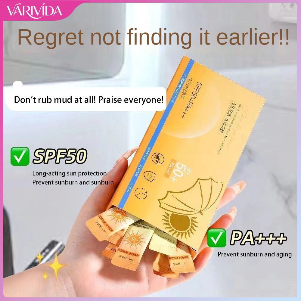 VARIVIDA BeautyIU ครีมกันแดดครีมกันแดด Spf 50 + Boxed 50 Pieces สูงป้องกันยูวีกันน้ำโลชั่นกันแดดบำรุงผิวใบหน้าชุดเดียวแบบพกพาสำหรับเดินทาง