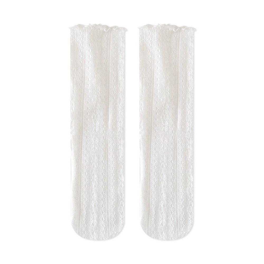 Jubeng Khử Mùi Kawaii Thời Trang Thoáng Khí Mỏng Đàn Hồi Wearproof Lưới mùa xuân và mùa hè Phụ Nữ Mờ Vớ Ren Hàn Quốc Vớ Cotton in hoa hàng dệt kim