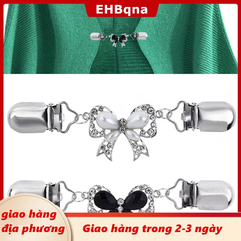 [COD] EHBqna 3PF Ship within 24 hours Thời trang Bow Cardigan áo len áo Pin khăn choàng Trâm Clip vịt khăn móc