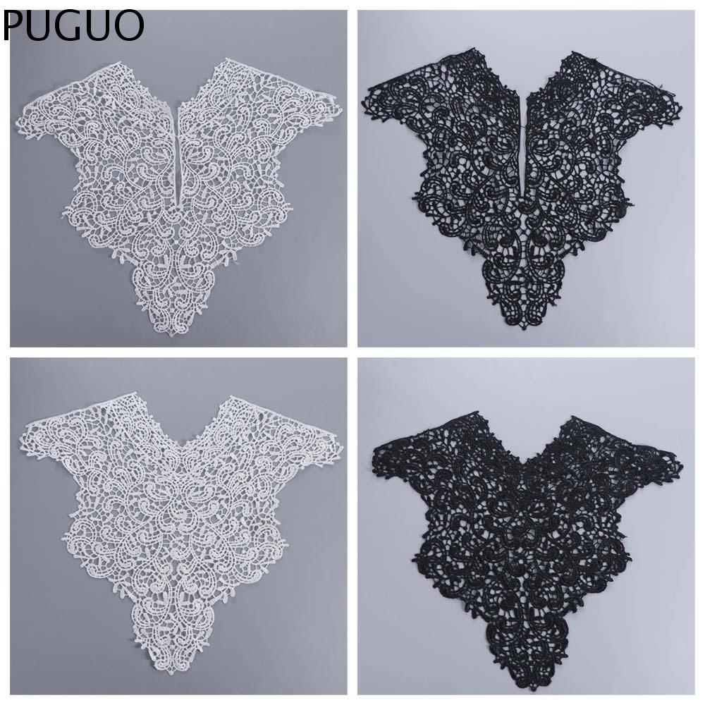 PUGUO Có thể tháo rời Đường viền cổ áo ren Rỗng Băng đeo cổ Đường viền cổ áo khoét lỗ Thanh lịch Vải
