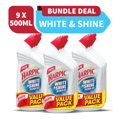 Harpic White and Shine Active Cleaning Gel Toilet Bathroom Cleaner 500ML Value Pack 3s x 3