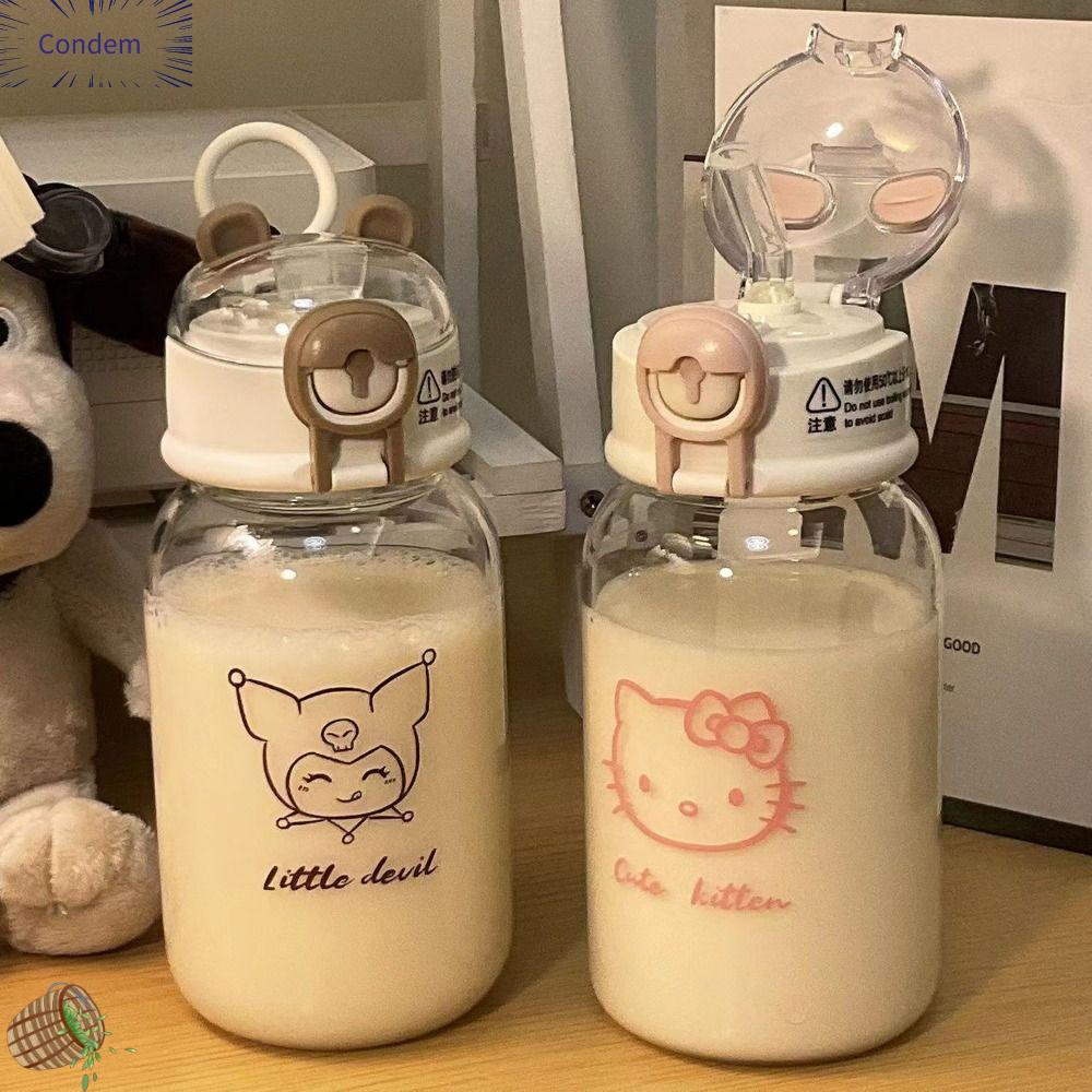 CONDEM Kuromi Chai nước có ống hút Cinnamoroll Anime Chai nước hoạt hình anime Di động Cốc có ống hút Cốc uống nước Học sinh nam nữ
