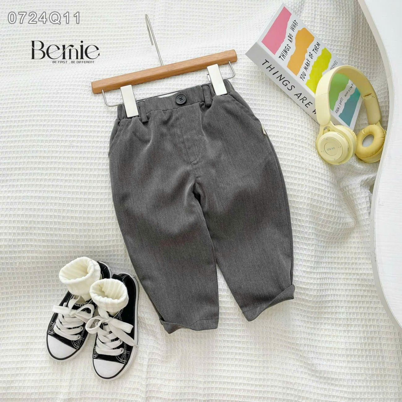 Quần kaki dài cho bé trai dáng âu BERNIE kids màu trắng đen be hàn quốc 1 đến 7 tuổi 0724Q11