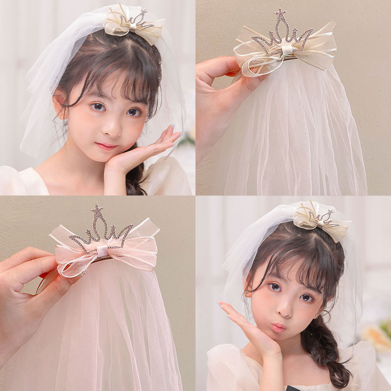 Kẹp Tóc Vương Miện Sợi Nổi Công Chúa Trang Trí Tóc Mạng Che Mặt Phong Cách Hàn Quốc Dễ Thương Cho Trẻ Em Phụ Kiện Tóc Chụp Ảnh Kim Cương Sáng Ba Chiều Siêu Cổ Tích Cho Bé Gái