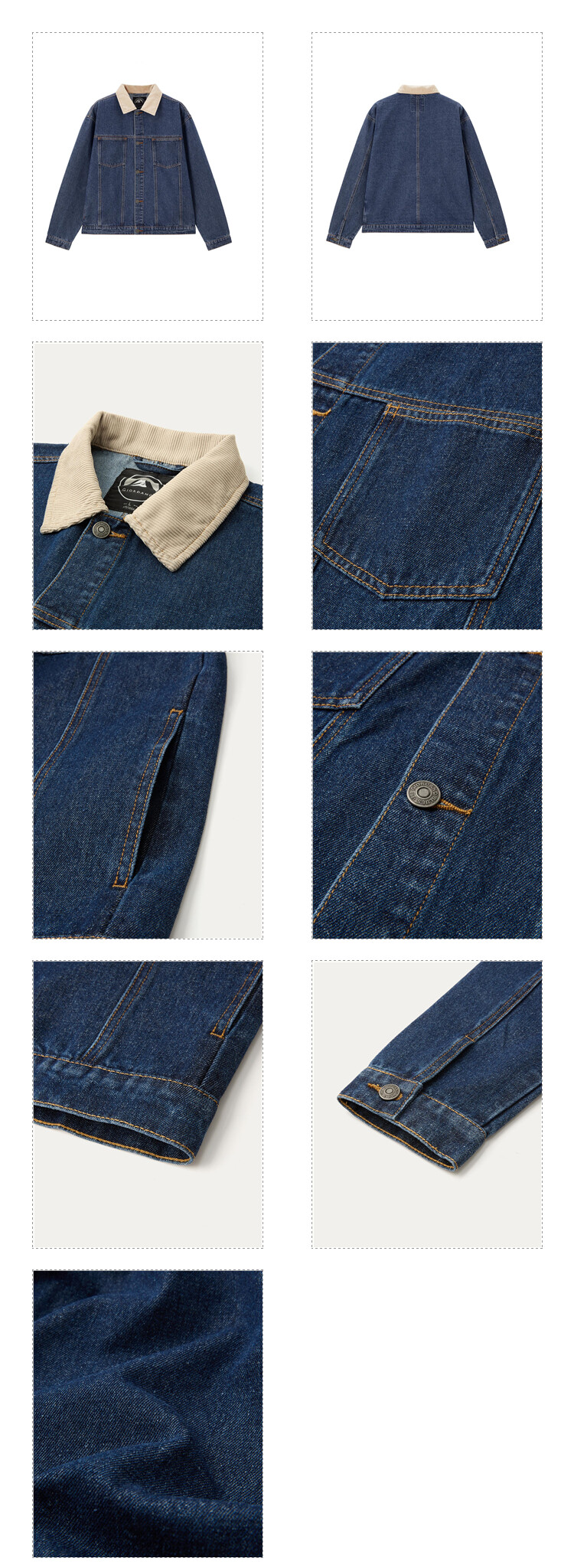 Giordano Men Turndown collar multi-pocket denim jacket Free Shipping 01074070 · v3