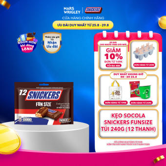 Kẹo Socola Snickers Funsize túi 240g (12 thanh)
