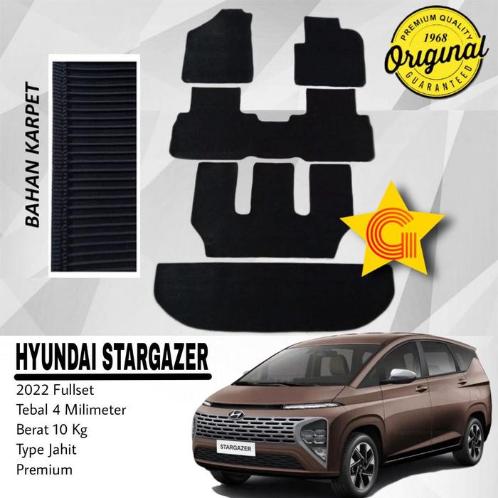 KARPET HYUNDAI STARGAZER 2022 PREMIUM TYPE JAHIT FULLSET Harga 1,525,000 rupiah*Gratis Ongkir
