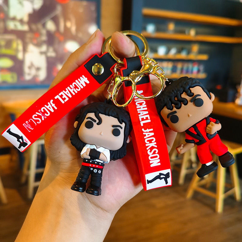 New Creative King Of Dance Jackson Keychain Handmade Key Ring Holder Pendant Key Chains Men's And Women's Bag Accessories