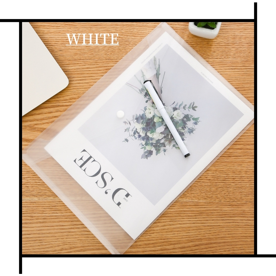 A4 Transparent Bag Plastic Envelope Folder Clear Snap Button Storage Business Office School Supplies
