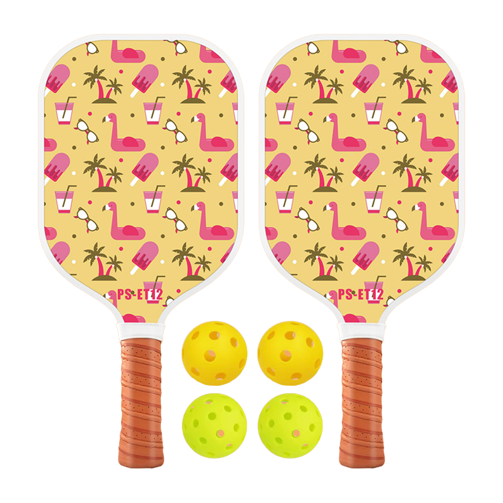 Honrane Pickleball Paddle with Eva Handle Long-lasting Pickleball Paddle Premium Fiberglass Honeycomb Pickleball Paddle Set with 4 Balls Ergonomic Grip for Men Women Kids Top