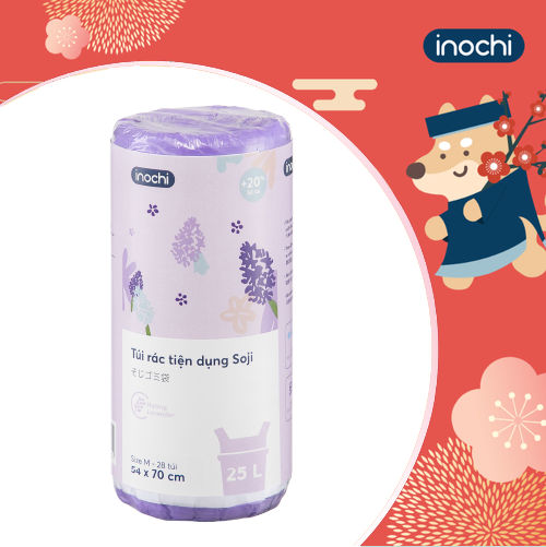 Túi rác tiện dụng Inochi - Soji 25L x 28 túi Hương Lavender