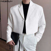 INCERUN Men's Truncated Solid Blazer - Stylish Workplace Suit