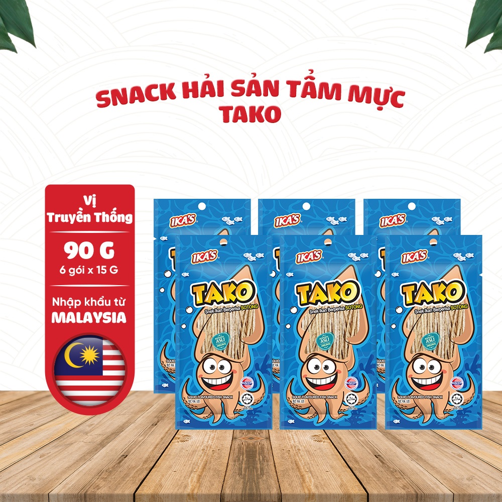 Combo 6 gói Snack Hải Sản Tẩm Mực Tako Gói 15G
