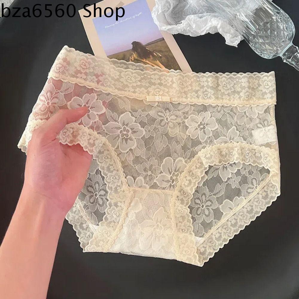 BZA6560 Đũng quần cotton Quần lót ren hoa Trong suốt Cạp vừa Quần lót lưới không đường may Cay Siêu mỏng Quần lót nữ Bé gái