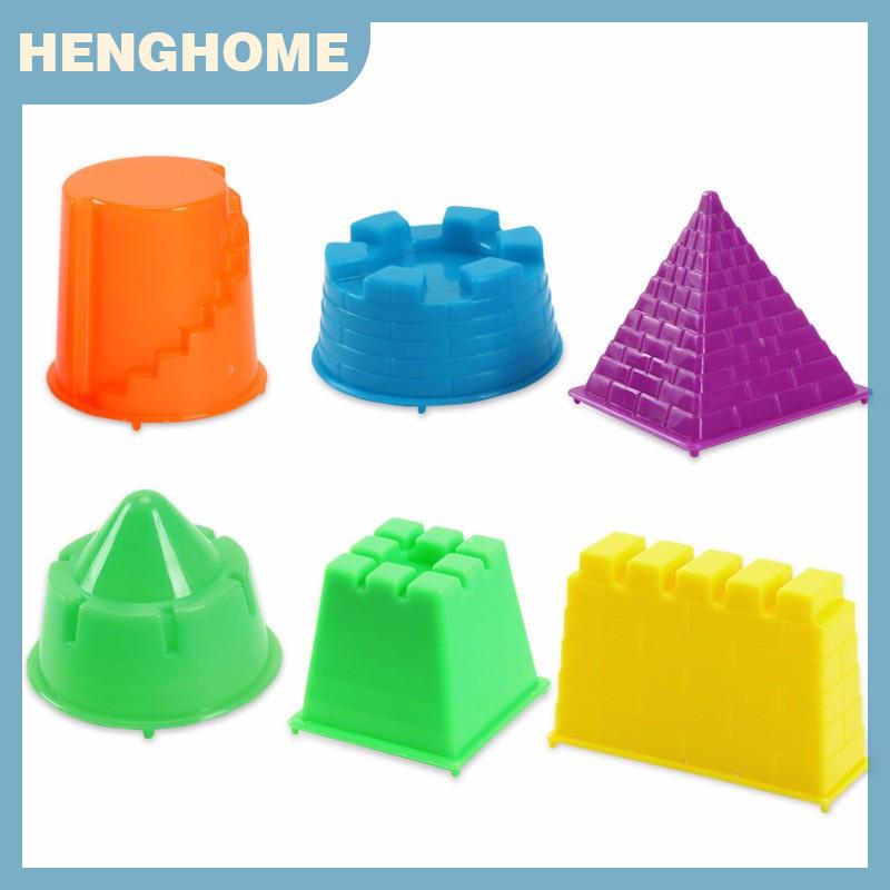 HENGHOME 6 cái mô hình Bộ dụng cụ cát đất sét khuôn trẻ em bãi biển hồ bơi công viên cát lâu đài Đồ chơi thiết lập,