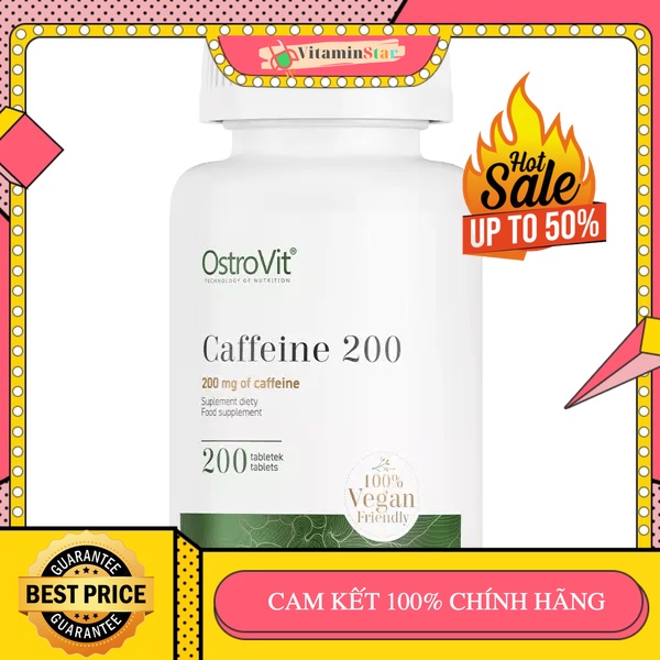 Viên uống tăng khả năng tập trung, tỉnh táo, giảm mệt mỏi, chống buồn ngủ - ostrovit caffeine