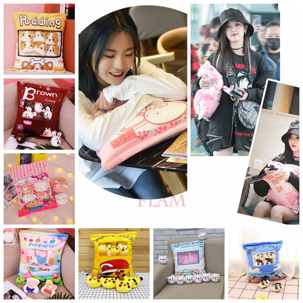 Devour KT mèo Snack gối nhung Crayon Shin-chan Doraemon Pudding plushie gối Trọng lượng nhẹ Corgi một túi động vật sang trọng bánh pudding món quà giáng sinh