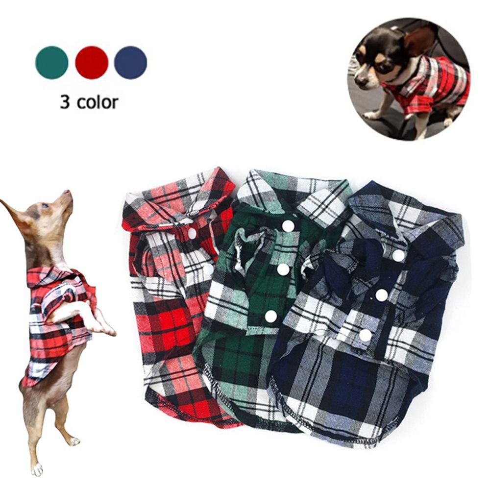HTRF 1Pcs Fashion Plaid Lapel Chihuahua Cotton For Small Medium Dogs Cats