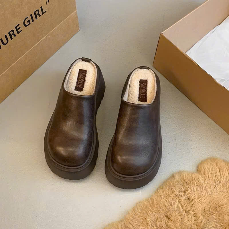 SỤC NỮ LÓT LÔNG DA TRƠN ĐẾ CAO 8CM DA XỊN ĐẾ BÁNH MÌ [ MÃ TR ]