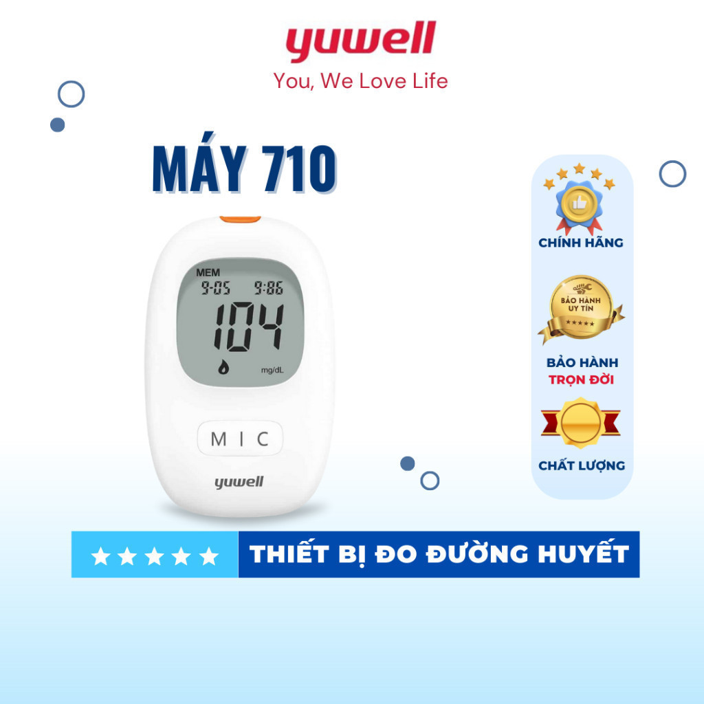Máy đo đường huyết thế hệ mới YUWELL Accusure 710 ( MG/DL) kiểm tra đường huyết tại gia đình chính hãng