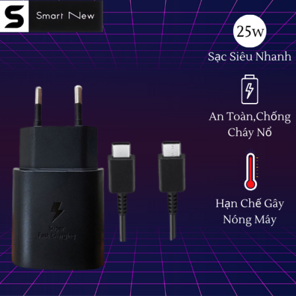 Sạc Siêu Nhanh PD 25W, Sạc Tường USB Type-C Tương thích với nhiều dòng máy Cho Samsung Galaxy S-Galaxy A -Galaxy Note Bảo hành 18 Tháng ( Zin 1 đổi 1 )