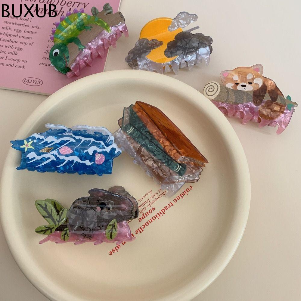 BUXUB Acrylic Kẹp tóc Koala Sinh vật biển Gấu Kẹp tóc hình động vật Sáng Tạo Kẹp gắp Kẹp cá mập lớn Cô Gái