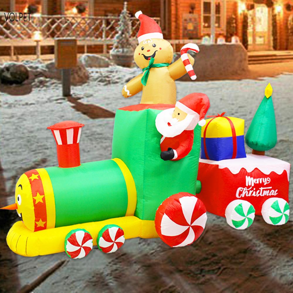 1.9M 8FT คริสต์มาส Inflatable Santa Claus Gingerbread Man ขี่รถไฟลานกลางแจ้งปาร์ตี้คริสต์มาส Inflatable ตกแต่ง ราคา 1,837 บาท*ส่งฟรี