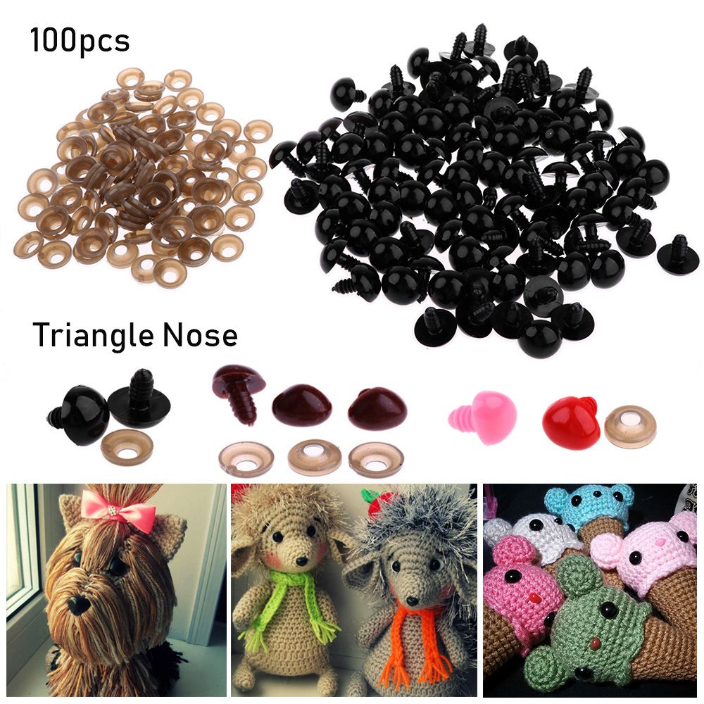 TU3Y 100pcs Đồ chơi Các nút gấu Búp bê Noses Bộ phận an toàn Mũi tam giác Phụ kiện búp bê