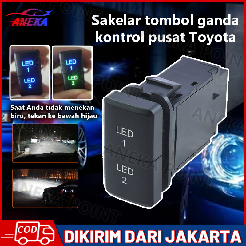 Cocok untuk mobil modifikasi Toyota Hella Clarand Cruiser saklar lampu belakang kontrol pusat saklar tombol ganda 21mm × 39mm SEWIT FOGLAMP tombol saklar lampu tembak DRL PROGIE PROJI SHOOT 12V UK 2 tombol 2 fungsi 1 tombol 1 fungsi Harga 54,100 rupiah*Gratis Ongkir
