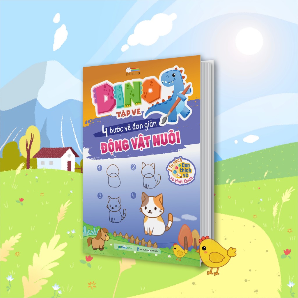 Sách DINO tập vẽ - 4 bước vẽ đơn giản Động vật nuôi