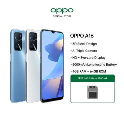 OPPO A16 / AI Triple Camera / HD+ Eye-Care Display/ 5000mAh Battery/ 4GB RAM + 64GB ROM