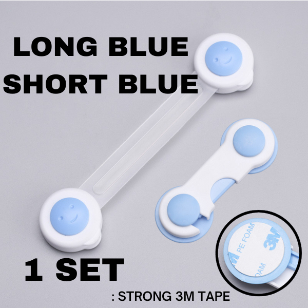 Buy1Free1 Baby Safety Drawer Lock 3M Tape Dual Head Locker Child Kid Cabinet Door Refrigerator Buckle 宝宝柜抽屉安全锁