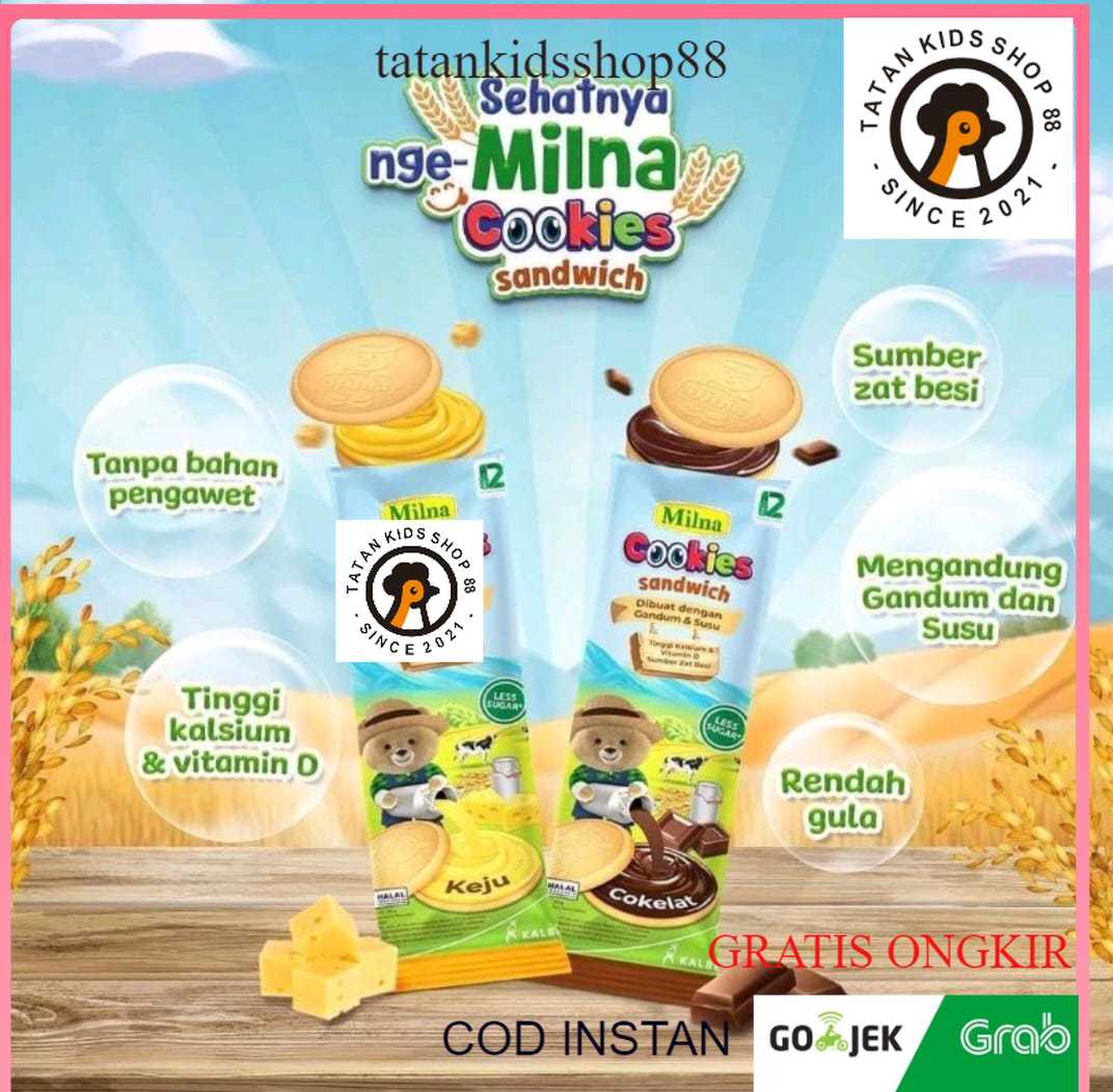 Milna Cookies Sandwich Satuan 1 Sachet Rasa Coklat Keju Biskuit Choco Snack Cemilan MPASI Anak Bayi Balita
