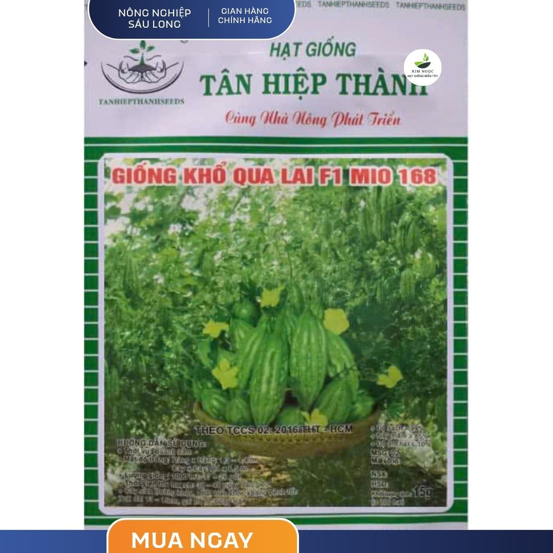 100 HẠT Giống Khổ Qua Lai F1 MIO-168 TÂN HIỆP THÀNH (GÓI 15G) - Trái ngắn  vỏ bóng, gai nở