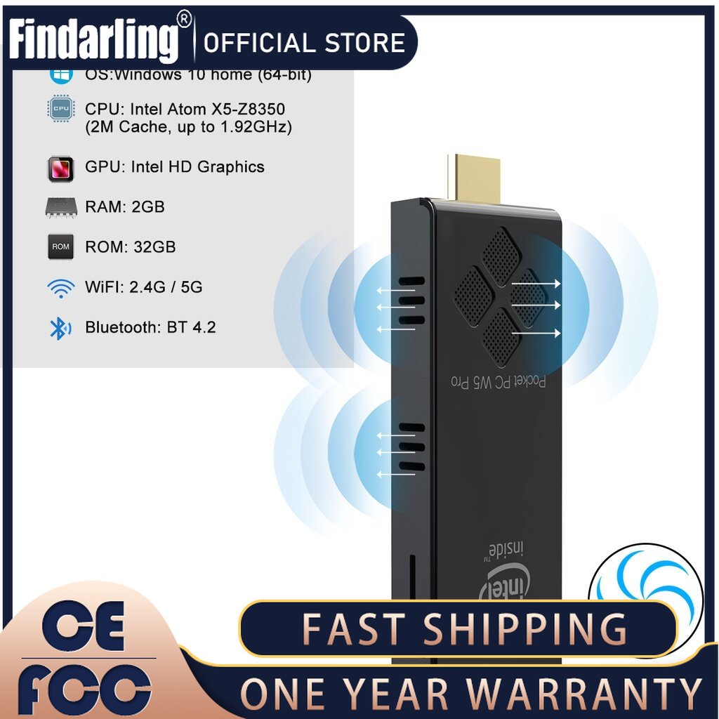 T5B Mini PC Portátil Intel Z8350 Quad Core 8GB 128GB Windows 10 Stick Com HD Wifi BT4.2 Computador 4GB 64GB ราคา 3,741 บาท*ส่งฟรี