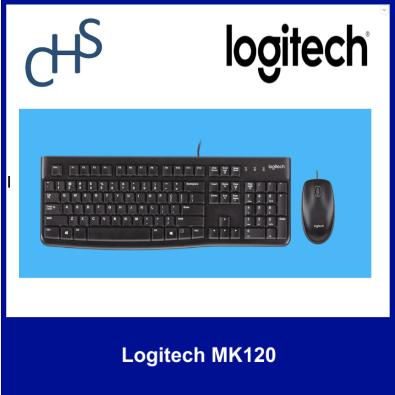 (Original) Logitech MK120 | Low profile | HD optical tracking | Spill resistant | Compatible for  Windows Vista®, Windows® XP, Windows 7, Windows 8, Windows 10 | 3 years warranty Singapore