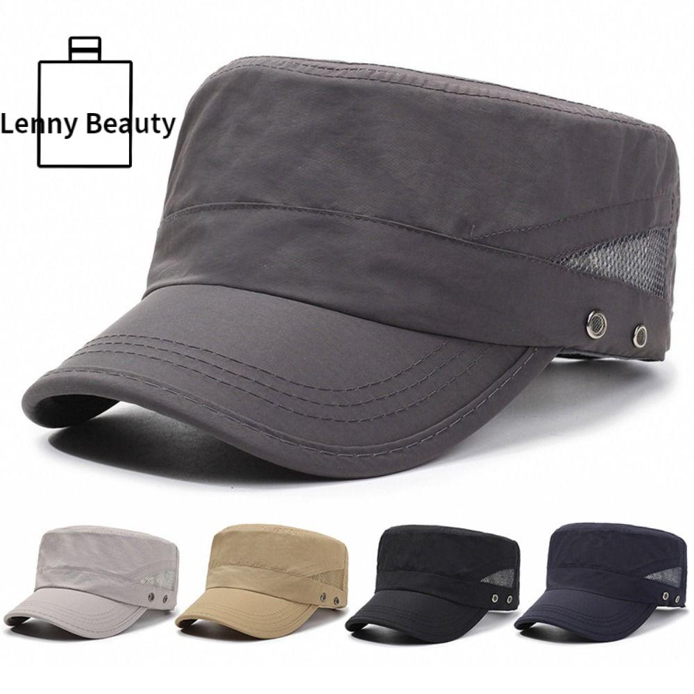 LENNY Có thể điều chỉnh Mũ chóp phẳng Nhanh khô Màu trơn Mũ che nắng nam Cổ điển Đi bộ đường dài Mũ Lưỡi Trai phẳng