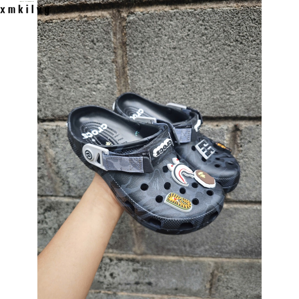 Dép đi biển bape dép sục cross bape màu đen chất liệu EVA cao cấp êm chân thoáng khí mẫu mới miễn ph