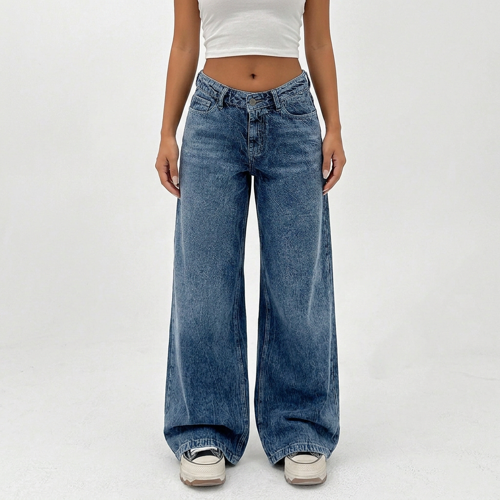 Wide Leg Baggy Relaxed Straight Loose Bottom denim jeans pants for woMen 26 to 46 waist