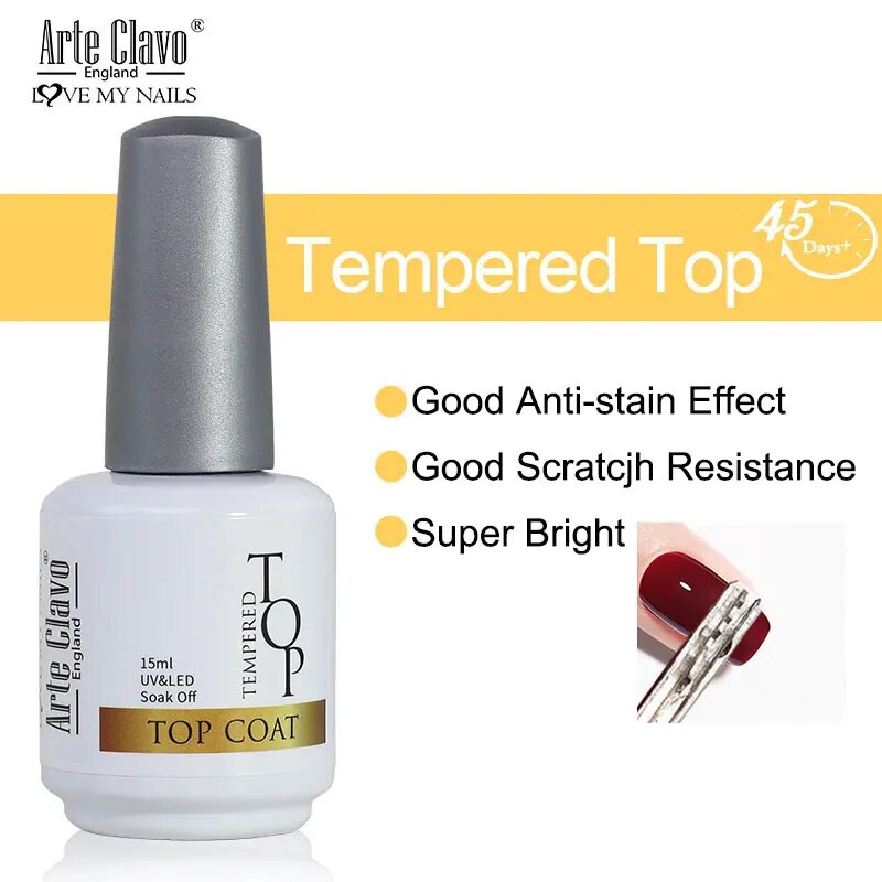 Arte Clavo Tempered Glass Nail Top Coat Nail Art Manicure Super Glossy No