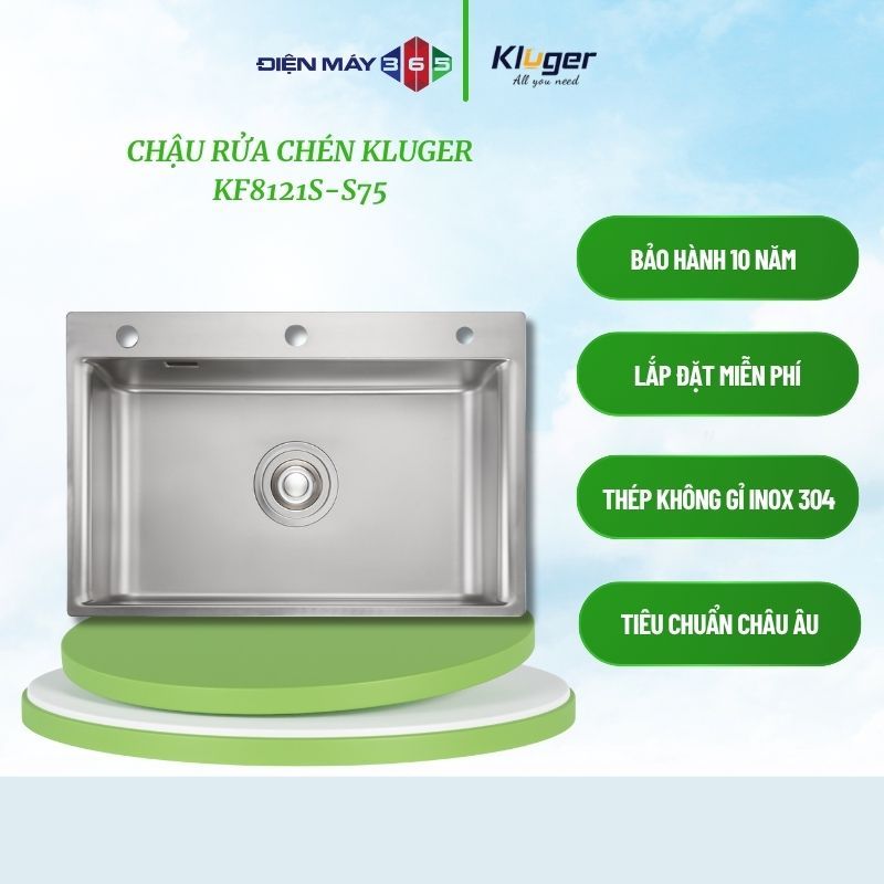 Chậu rửa bát Kluger K200 Series KF8121S – S75, Bề mặt Brushed đánh bóng, Thép không gỉ - STM