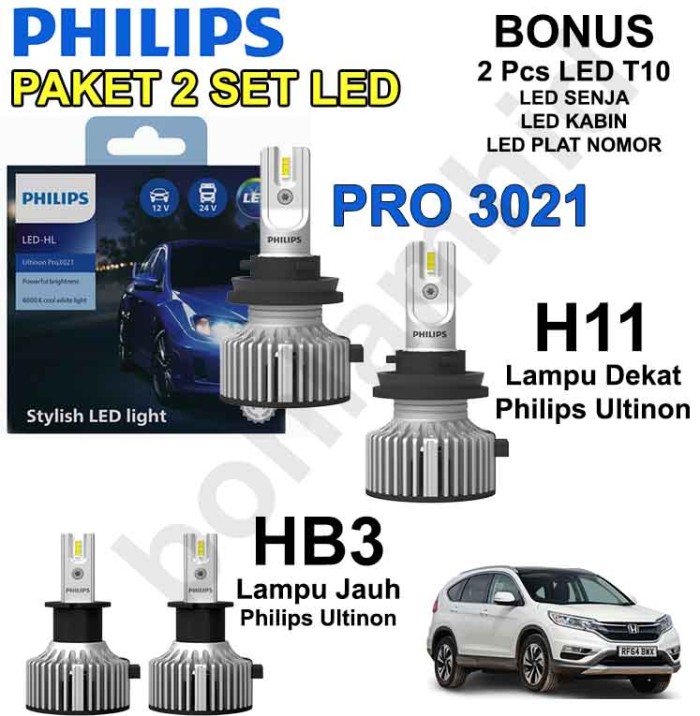 PROMO- PAKET LED CRV GEN4 12-17 H11 ULTINON PRO3021 +LED C6 HB3 9005 Harga  1,426,000 Ringgit*Penghantaran Percuma