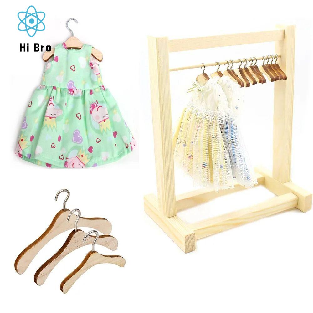 JUNRU3703 Mini Labubu móc treo quần áo búp bê Bằng gỗ Chống trượt Giá để quần áo búp bê Phụ kiện búp bê labubu Đa chức năng Móc treo búp bê bằng gỗ Quần áo búp bê ob11